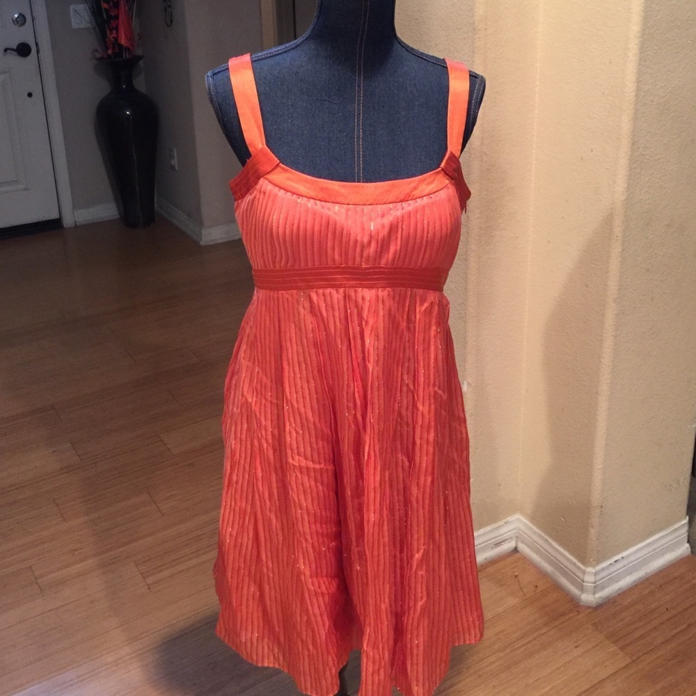 Burnt orange and gold striped Dress